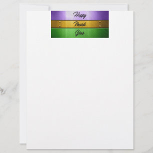 Papel Timbrado Feliz Mardi Gras roxo de ouro b