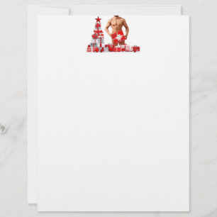 Papel Timbrado Feliz Natal SlipperyJoe presente vermelho branco p