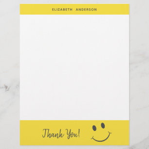 Papel Timbrado Feliz Rosto Sorrindo Obrigado Adicionar Nome