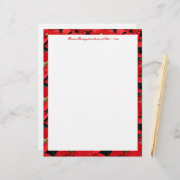 Papel Timbrado Feriado de Poinsettia Vermelha