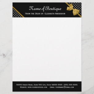 Papel Timbrado Fita Dourado elegante das bolinhas à moda do