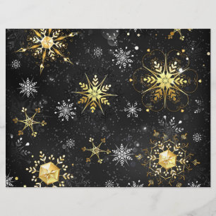 Papel Timbrado Flocos de neve do Ouro Xmas em preto