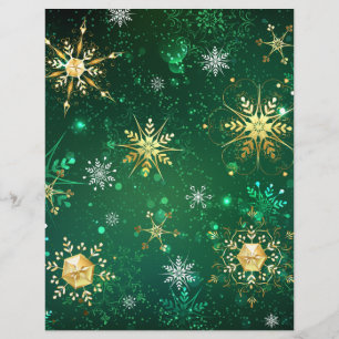 Papel Timbrado Flocos de neve do Ouro Xmas em segundo plano