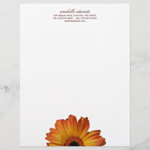 Papel Timbrado Flor alaranjada ensolarada da flor da margarida do