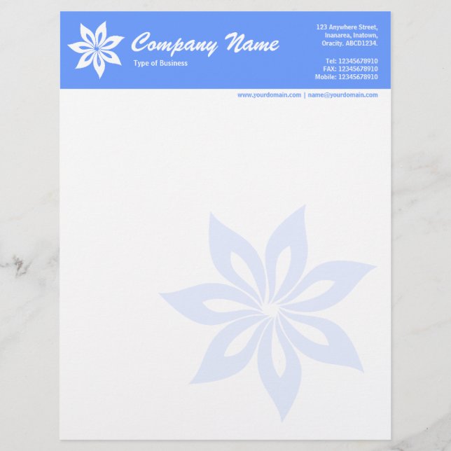 Papel Timbrado Flor - Azul Bebê (Frente)