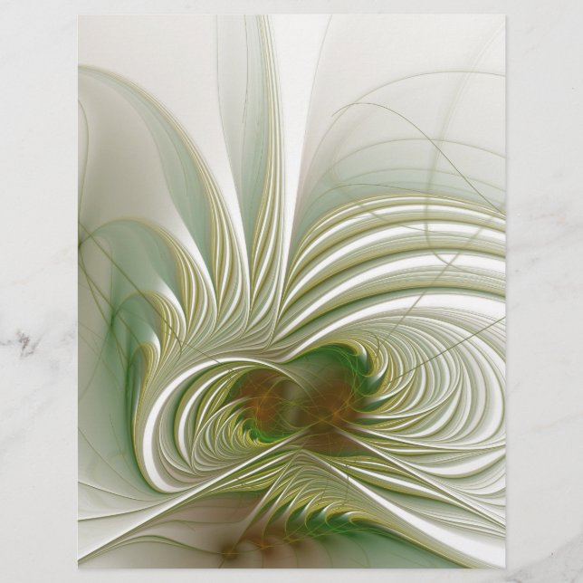 Papel Timbrado Flor de fantasia fractal macia e tenra (Frente)