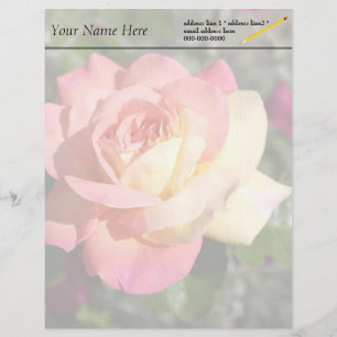 Papel Timbrado flor de rosa Bonito e de rosa amarela, personaliza