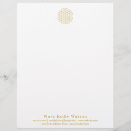 Papel Timbrado Flor de vida do Ouro profissional elegante