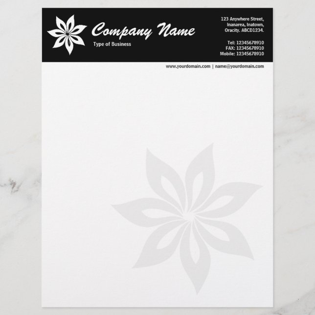 Papel Timbrado Flor - Preto (Frente)