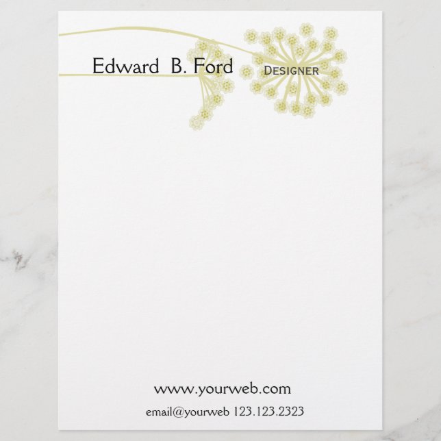 Papel Timbrado Flor selvagem moderna mínima floral (Frente)