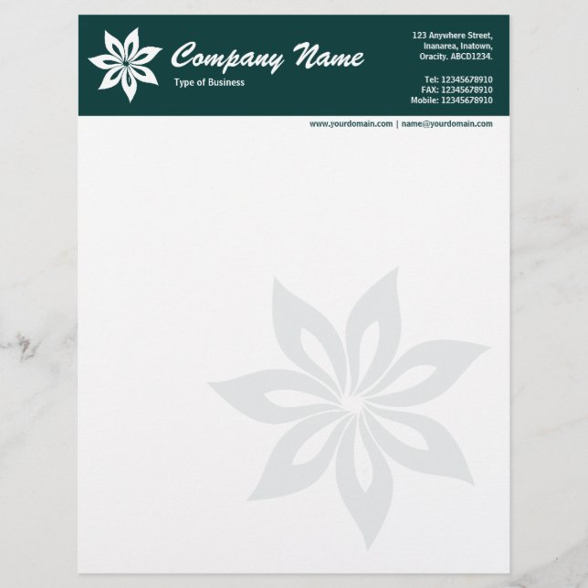 Papel Timbrado Flor - Verde Escuro (Frente)