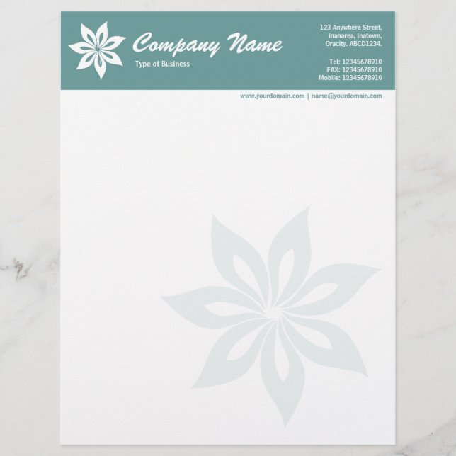 Papel Timbrado Flor - Verde Oceano (Frente)