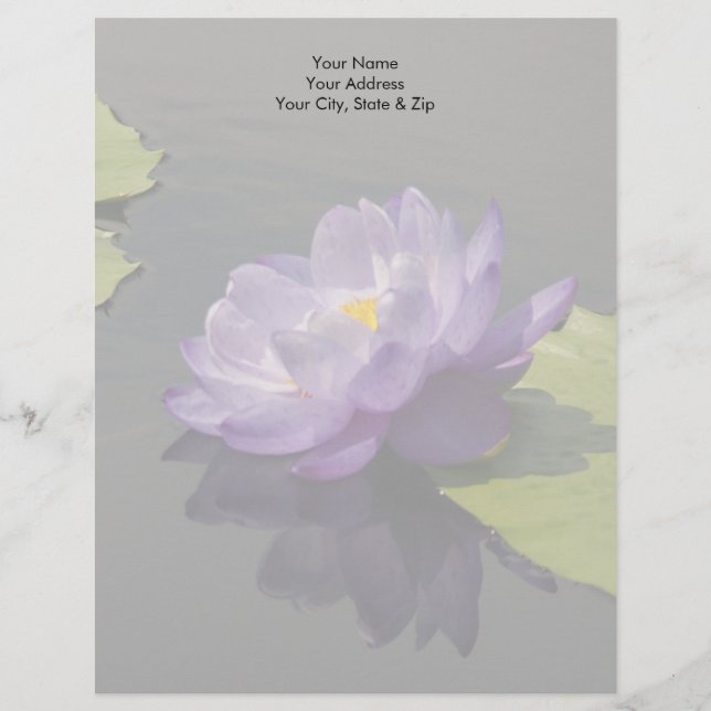 Papel Timbrado Flor Waterlily de Lotus Puro Azul (Frente)