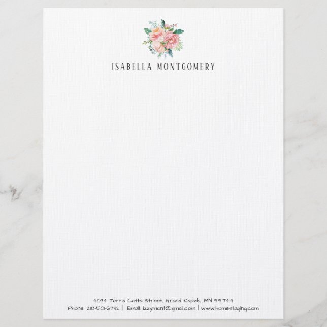Papel Timbrado Floral Beijo Aquarela Personalizado (Frente)