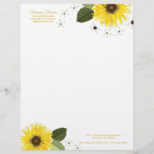 Papel Timbrado Floral de Campo Amarelo de Girassol
