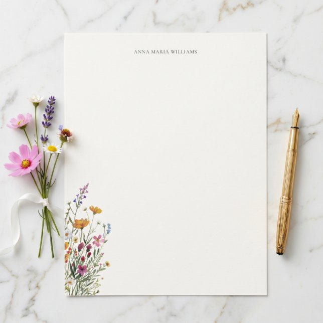 Papel Timbrado Floral Elegante Chic Personalizado (Letterhead-size standard letter size 8.5 x 11 inches. Choose paper style and add an envelope.)