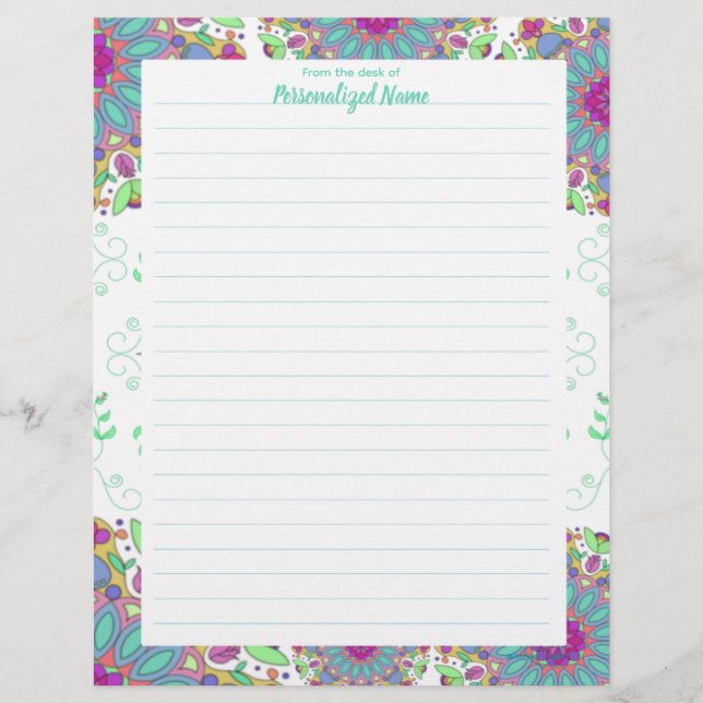 Papel Timbrado Floral Finesse Lined (Frente)