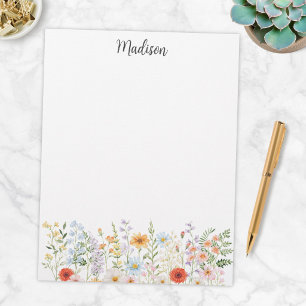 Papel Timbrado Floral Monogramado Aquarela Colorido Flor Silvestr