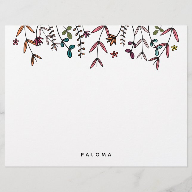 Papel Timbrado Floral Personalizado Botânico Ilustrado (Frente)