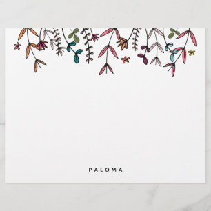 Papel Timbrado Floral Personalizado Inferior Ilustrado