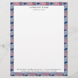Papel Timbrado Floral Pink Blue Pattern Company Name Details