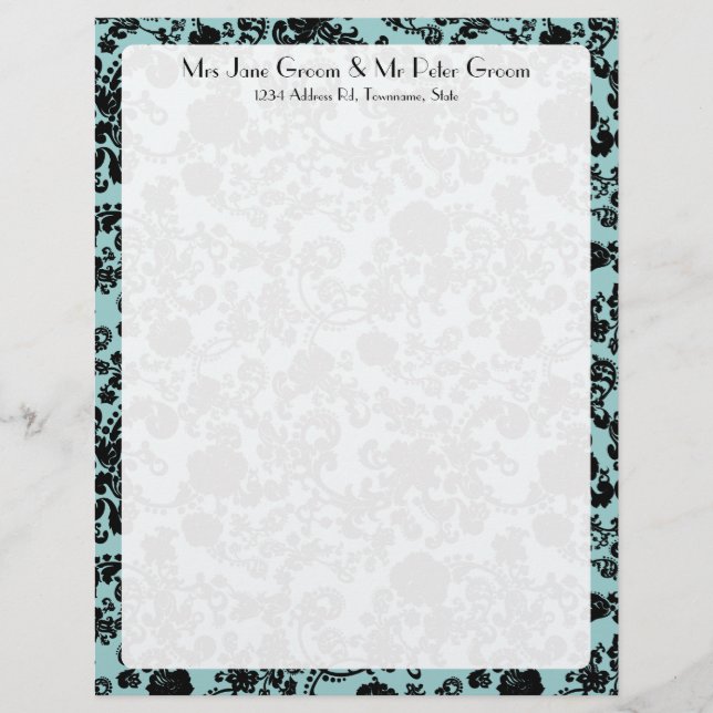 Papel Timbrado Floral Rococo Wedding, letterhead (Frente)