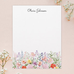 Papel Timbrado Flores Bonitas Coloridas Jardim Floral Personaliza