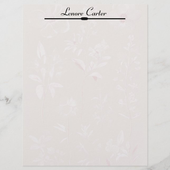 Papel Timbrado Flores Brancas em Taupe Personalizadas (Frente)