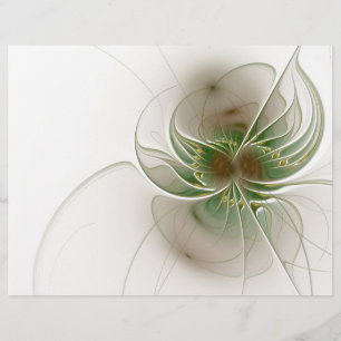 Papel Timbrado Flores de fantasia fractal macias e ternas