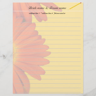 Papel Timbrado flores de gerbera margarida laranja