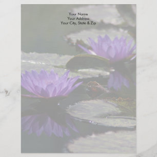 Papel Timbrado Flores de Lótus Azul Cobalto