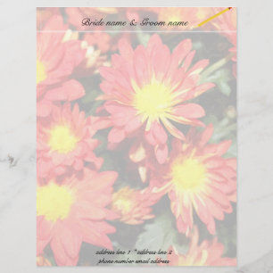 Papel Timbrado Flores de margarida de cor laranja. Casamento