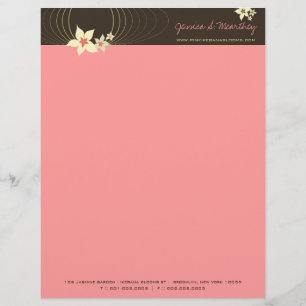 Papel Timbrado Flores de Plumeria Rosa Frangipani Chic Ikebana Ze