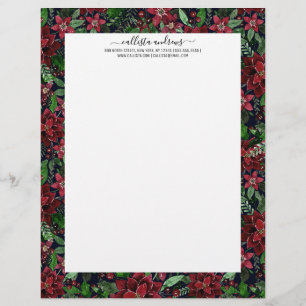 Papel Timbrado Flores de Poinsettia da Borgonha de Natal