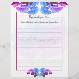 Papel Timbrado Flores de Trompete Azul Roxo, Cabeça Escorregada