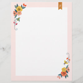 Papel Timbrado Flores Florais Vibrantes Flores e Cama de Abelhas