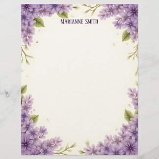 Papel Timbrado Flores Roxas