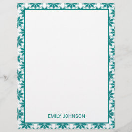 Papel Timbrado Flores teares nome personalizado branco