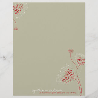 Papel Timbrado Flores Vermelhas Chrysanthemum Flores Chic Elegant
