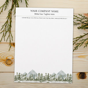 Papel Timbrado Floresta Verde Aquarela Natureza Exterior Negócios