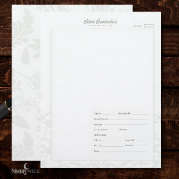 Papel Timbrado Folha de Espécime de Herbário Vintage Branco