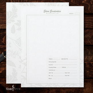 Papel Timbrado Folha de Espécime de Herbário Vintage Branco