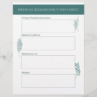 Papel Timbrado Folha de Informações Médicas e de Emergência