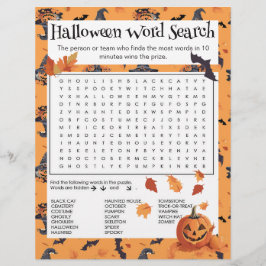 Papel Timbrado Folha de Jogo da Festa de Pesquisa do Word Hallowe