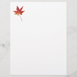 Papel Timbrado Folha de outono do solteiro Vermelho