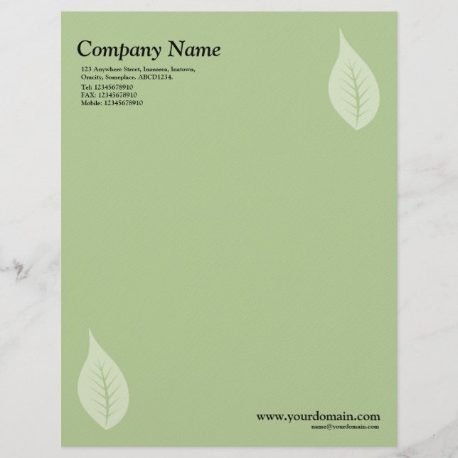 Papel Timbrado Folha Elegante - Verde (Felt) (Frente)