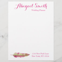 Papel Timbrado Folha Personalizada de Feather Boêmia