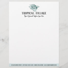 Papel Timbrado Folhagem Tropical Folhas de Palma e Aquarela Verde