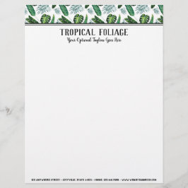 Papel Timbrado Folhagem Tropical Folhas de Palma e Aquarela Verde
