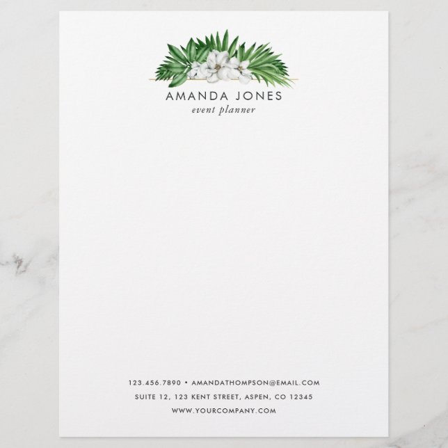 Papel Timbrado Folhagem Tropical Verde (Frente)